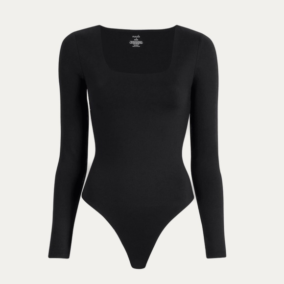 NWT NUUDS LADIES WOMENS XXL BLACK LONG SLEEVE SQUARE NECK BODYSUIT 🖤🖤🖤 SOLD OUT - Picture 4 of 10